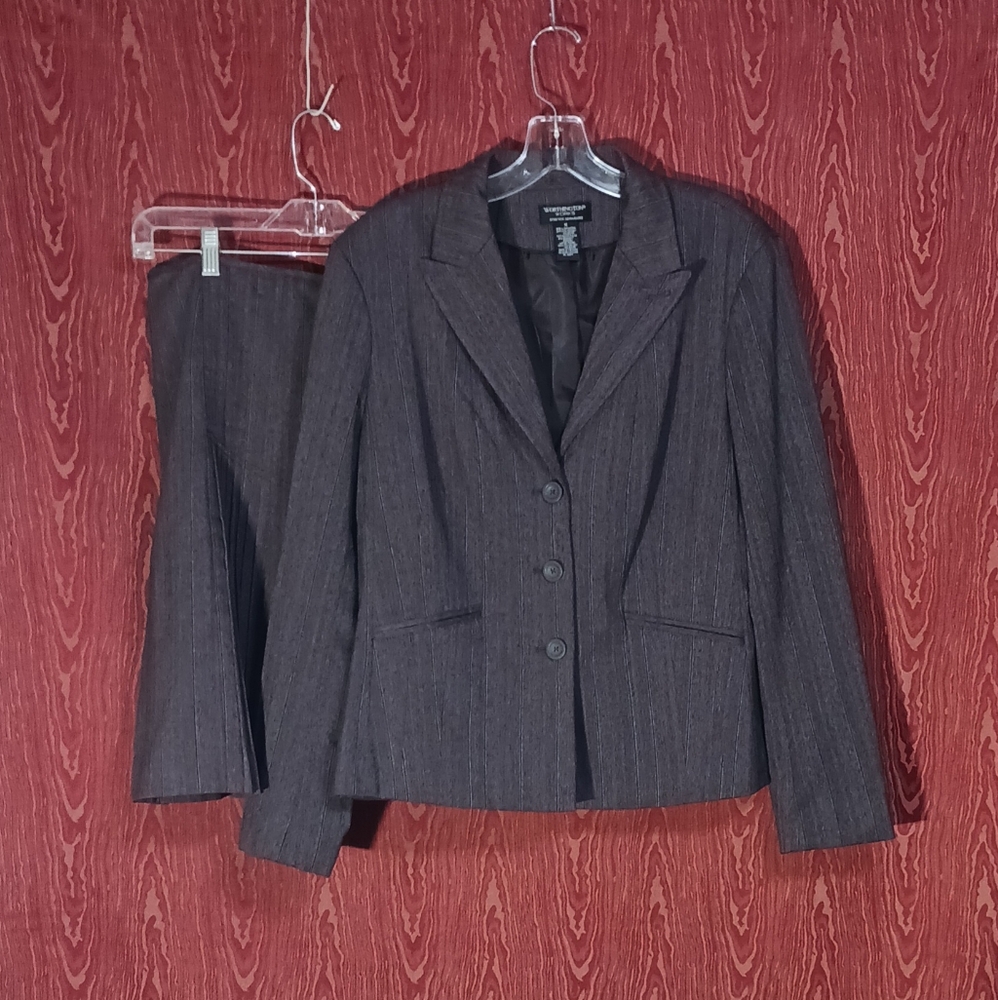 WORTHINGTON WORKS 2 Piece Long Sleeve Skirt Suit Womens Blue Sz 12 BUSINESS WORK